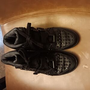 Kids Black Studded Shoes